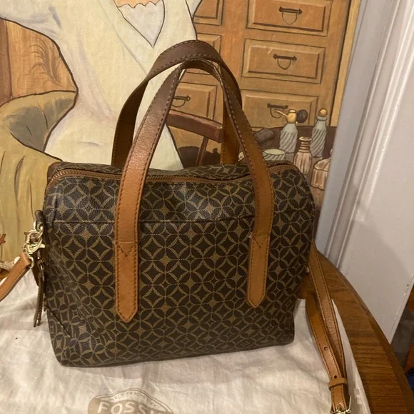 Fossil Sydney Satchel Crossbody - Brown & Tan - GUC - Picture 2 of 11